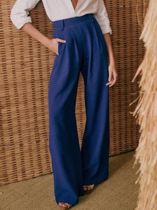 Sezane Pants - Sezane Loulou Trousers Blue Vif